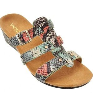 Vionic Slide Wedges Park Radia Size 8 Gold Buckle